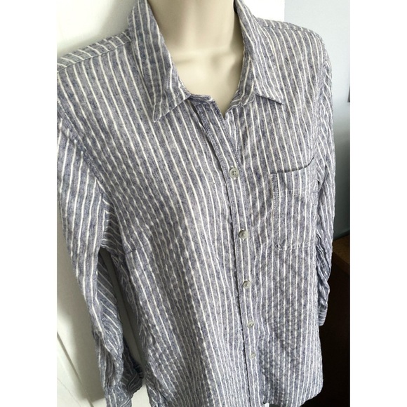 Lucky Brand Tops - Lucky Brand Pinstripe Button-Down Shirt Blue-Gray & White Size Medium